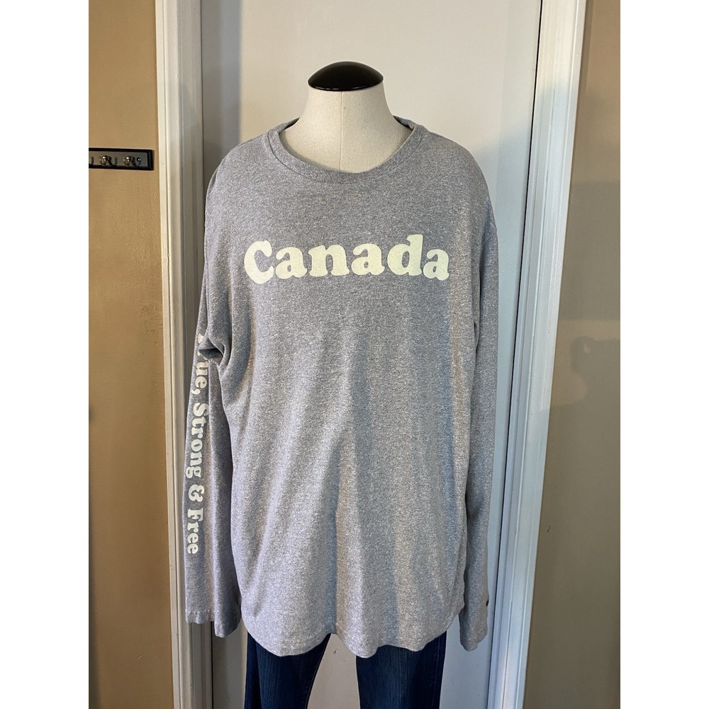 Roots Canada ‎ True Strong Free Long Sleeve Shirt Adult Large Gray XL